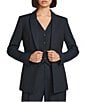 Alex Marie Liza Novelty Stripe Suiting Peak Lapel Long Sleeve Jacket, Color:Navy Stripe - Image 1