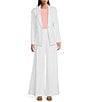 Alex Marie Liza Peak Lapel Linen Blazer, Color:White - Image 4