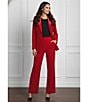 Alex Marie Liza Stretch Velvet Notch Lapel Long Sleeve Button Front Coordinating Blazer, Color:Crimson - Image 6