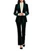 Alex Marie Liza Stretch Velvet Notch Lapel Long Sleeve Button Front Coordinating Blazer, Color:Emerald - Image 4