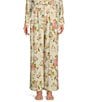 Alex Marie Coordinating Lola Twill Floral Pleated Wide Leg Pants, Color:Pink Multi - Image 1
