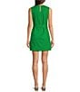 Color:Emerald - Image 2 - Madelyn Sleeveless Boat Neck Linen Faux Wrap Mini Dress