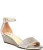 Color:New Light Grey/Ceylon - Image 1 - MairiTwo1 Metallic Leather Ankle Strap Wedge Sandals