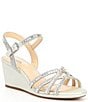 Color:Silver - Image 1 - Makira Rhinestone Embellished Strappy Wedge Sandals