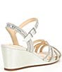 Color:Silver - Image 2 - Makira Rhinestone Embellished Strappy Wedge Sandals