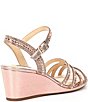 Color:Blush - Image 2 - Makira Metallic Rhinestone Embellished Strappy Wedge Sandals