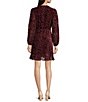 Color:Burgundy - Image 2 - Maren Velvet Animal Print Burnout Surplice V-Neck Long Sleeve Wrap Dress