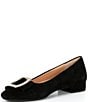Color:Black - Image 4 - MargoTwo Suede Pearl Buckle Flats