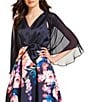 Alex Marie Marilyn Sheer 3/4 Sleeve Wrap, Color:Navy - Image 1