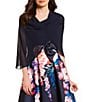Alex Marie Marilyn Sheer 3/4 Sleeve Wrap, Color:Navy - Image 2