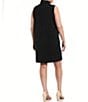 Color:Black - Image 2 - Plus Size Mary Mock Neck Sleeveless Textured Satin Dress