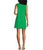 Color:Bright Green - Image 2 - Mary Textured Satin Sleeveless Mock Neck Shift Dress