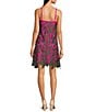 Color:Fuchsia - Image 2 - Maya Embroidered Lace Above Knee Square Neck Sleeveless Shift Dress