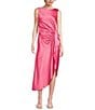 Color:Pink - Image 1 - Monica Drapey Satin Sleeveless Midi Dress