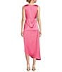Color:Pink - Image 2 - Monica Drapey Satin Sleeveless Midi Dress