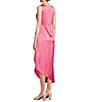 Color:Pink - Image 3 - Monica Drapey Satin Sleeveless Midi Dress