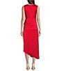 Color:Ruby Red - Image 2 - Monica Drapey Satin Sleeveless Midi Dress