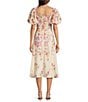 Alex Marie Monroe Floral Short Puff Sleeve Sweetheart Halter Tie Neck A-Line Midi Dress, Color:Pink Multi - Image 2