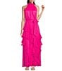 Color:Fuchsia - Image 1 - Nina Chiffon Halter Sleeveless Tiered A-Line Dress