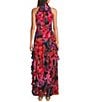 Alex Marie Nina Floral Halter Sleeveless A-Line Maxi Dress, Color:Midnight - Image 2