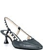 Alex Marie Odette Lizard Embossed Pearl Studded Slingback Pumps - Image 1