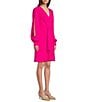 Color:Fuchsia - Image 3 - Paige Georgette Above Knee V-Neck A-Line Dress