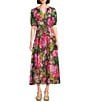 Alex Marie Paulina Floral Short Sleeve Printed Organza Maxi Dress, Color:Pink Jungle - Image 1