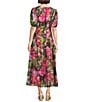 Alex Marie Paulina Floral Short Sleeve Printed Organza Maxi Dress, Color:Pink Jungle - Image 2