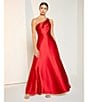 Alex Marie Petite Camila Stretch Satin Asymmetrical One Shoulder Metal Loop Strap A-Line Maxi Dress, Color:Lipstick Red - Image 4