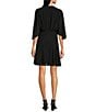 Color:Black - Image 2 - Petite Size Carissa Chiffon V-Neck 3/4 Flutter Cape Sleeve Belted Dress
