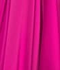 Color:Fuchsia - Image 3 - Petite Size Hazel Halter Neck Sleeveless Draped Asymmetrical Hem Satin Dress