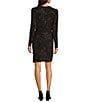 Alex Marie Petite Size Milly Glitter Knit Surplice V-Neck Long Blouson Sleeve Wrap Bodycon Mini Dress, Color:Black/Gold - Image 2