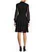 Color:Black - Image 2 - Petite Size Rosalia Zip Back Long Sleeve Mock Neck Dress