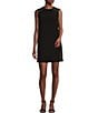 Color:Black - Image 1 - Petite Size Sandy Crepe Sleeveless Round Neck Shift Dress
