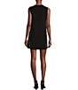 Color:Black - Image 2 - Petite Size Sandy Crepe Sleeveless Round Neck Shift Dress