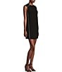 Color:Black - Image 3 - Petite Size Sandy Crepe Sleeveless Round Neck Shift Dress