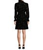 Color:Black - Image 2 - Petite Size Skyler Metallic Velvet Burnout Long Sleeve Mock Neck Dress