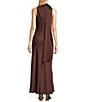 Alex Marie Petite Sonja Cowl Neck Sleeveless Satin Dress - Image 2