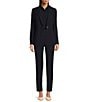 Alex Marie Piper Lightweight Soft Crepe de Chine Point Collar Long Sleeve Button Front Top, Color:Navy - Image 3