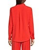 Alex Marie Piper Lightweight Soft Crepe de Chine Point Collar Long Sleeve Button Front Top, Color:Bright Poppy - Image 2