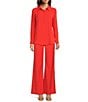 Alex Marie Piper Lightweight Soft Crepe de Chine Point Collar Long Sleeve Button Front Top, Color:Bright Poppy - Image 3
