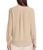 Color:Sandstone Tan - Image 2 - Piper Lightweight Soft Crepe de Chine Point Collar Long Sleeve Button Front Washable Top