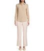 Color:Sandstone Tan - Image 3 - Piper Lightweight Soft Crepe de Chine Point Collar Long Sleeve Button Front Washable Top
