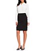 Color:Ivory - Image 2 - Piper Lightweight Soft Crepe de Chine Point Collar Long Sleeve Button Front Top