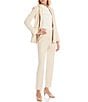 Alex Marie Piper Crepe de Chine Stripe Point Collar Long Sleeve Button Front Blouse, Color:Sand/White - Image 3