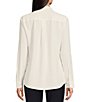 Color:Ivory - Image 2 - Piper Lightweight Soft Crepe de Chine Point Collar Long Sleeve Button Front Blouse