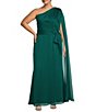 Color:Teal - Image 1 - Plus Size Evie Georgette One Shoulder Evening Dress