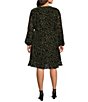 Color:Moss - Image 2 - Plus Size Maren Animal Print Velvet Burnout Surplice V-Neck Long Sleeve Wrap Dress