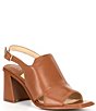 Color:Sweet Caramel - Image 1 - Quiller Leather Square Toe Slingback Block Heel Sandals