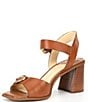 Color:Sweet Caramel - Image 4 - Quinna Leather Double Buckle Detail Block Heel Sandals